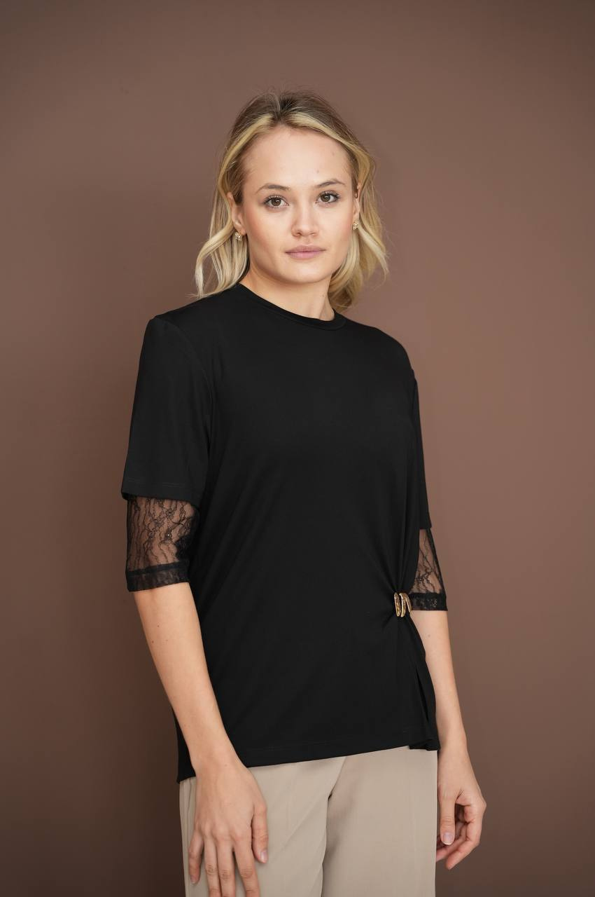 Памучна блуза LIVIA, черна 