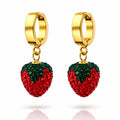 RUBY STRAWBERRY Earrings, 18K Gold Plated Steel