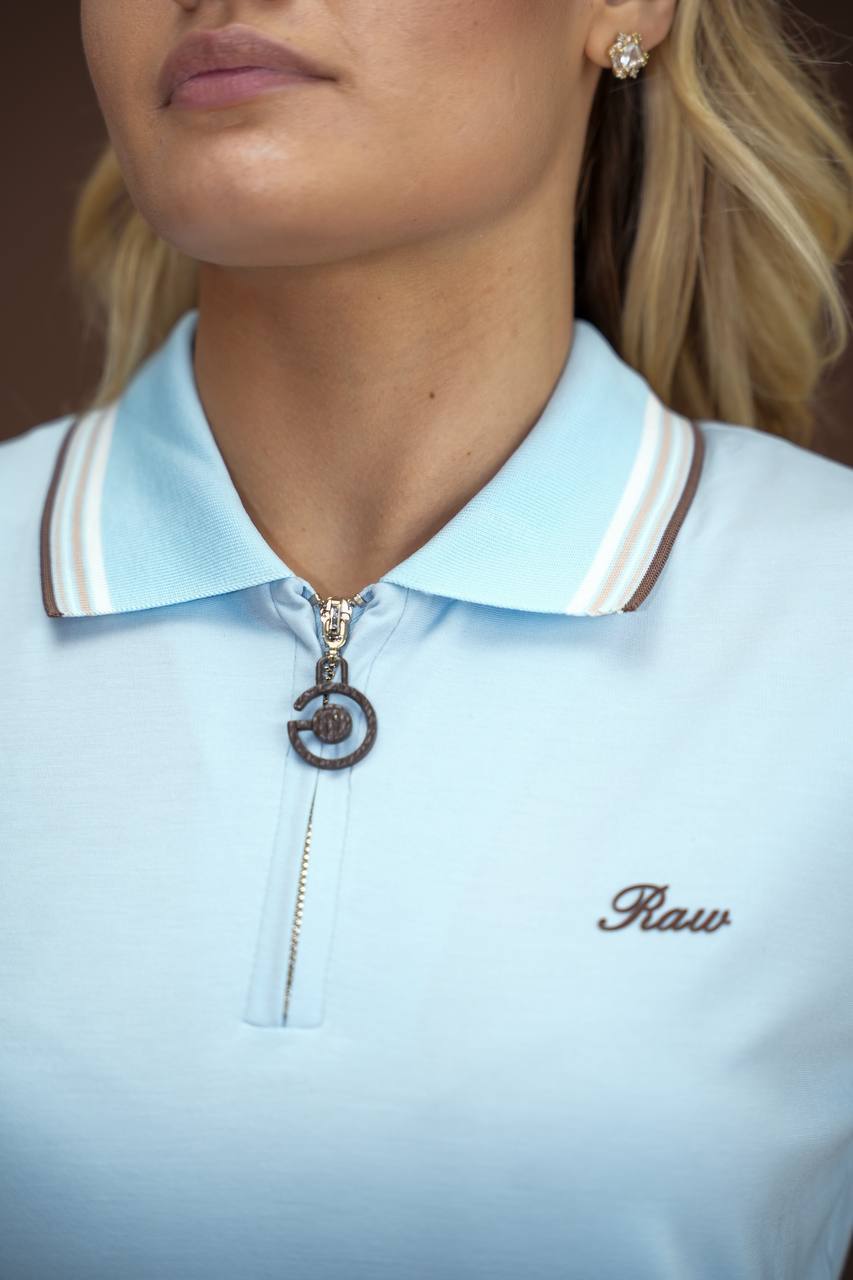 ELARA Polo Collar T-Shirt Blue