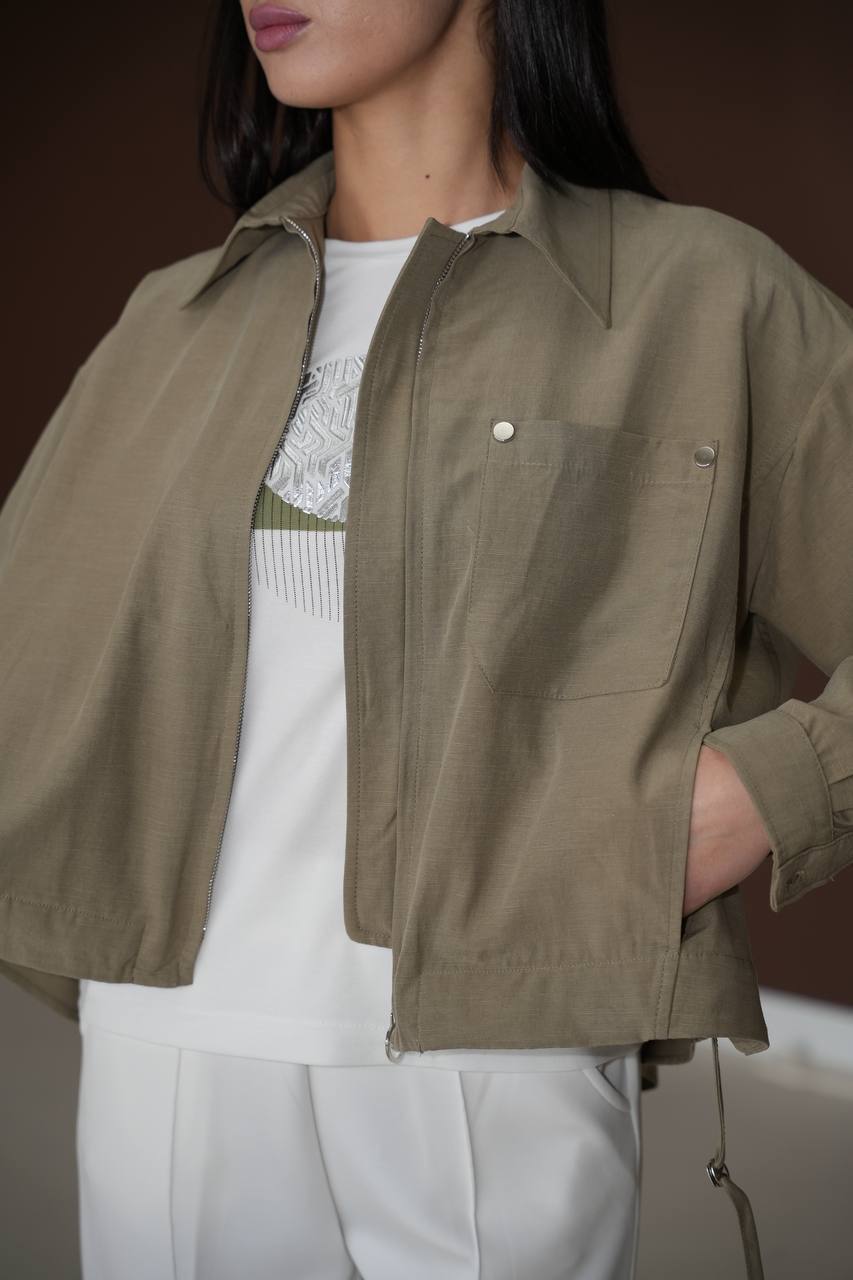 Комплект от 3 части SOLÉA Лен и Cupra, маслинено зелен