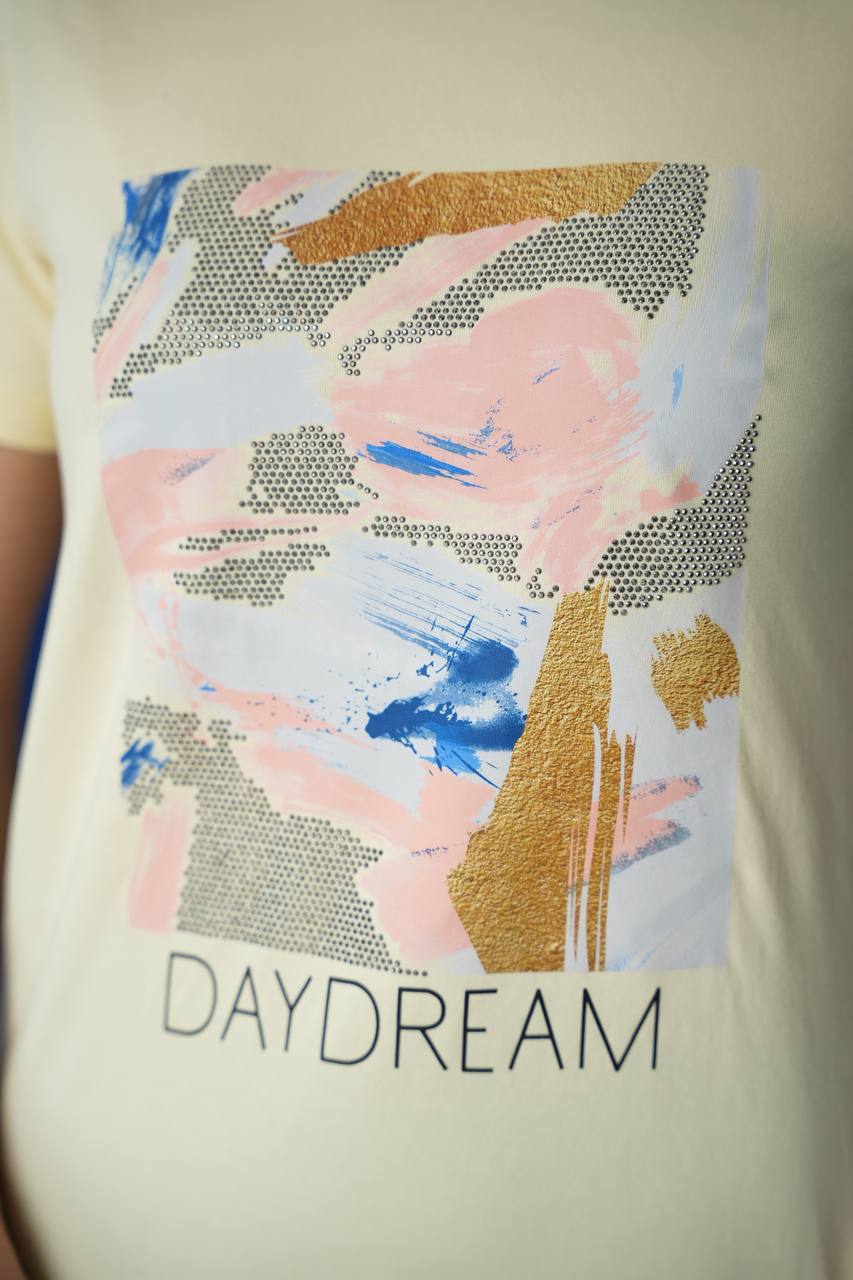 Памучна тениска DAYDREAM, жълта 