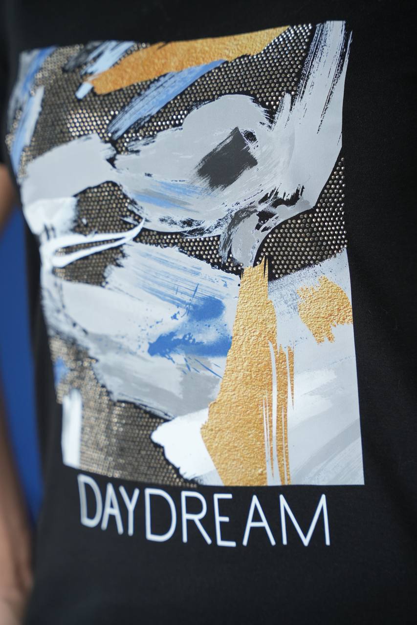 Памучна тениска DAYDREAM, черна 