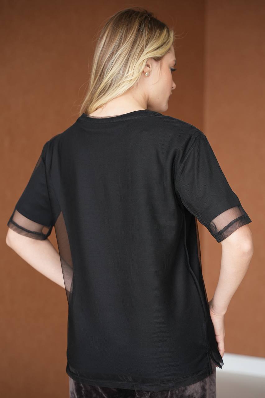 Блуза от 2 части Midnight Mesh Signature Черно