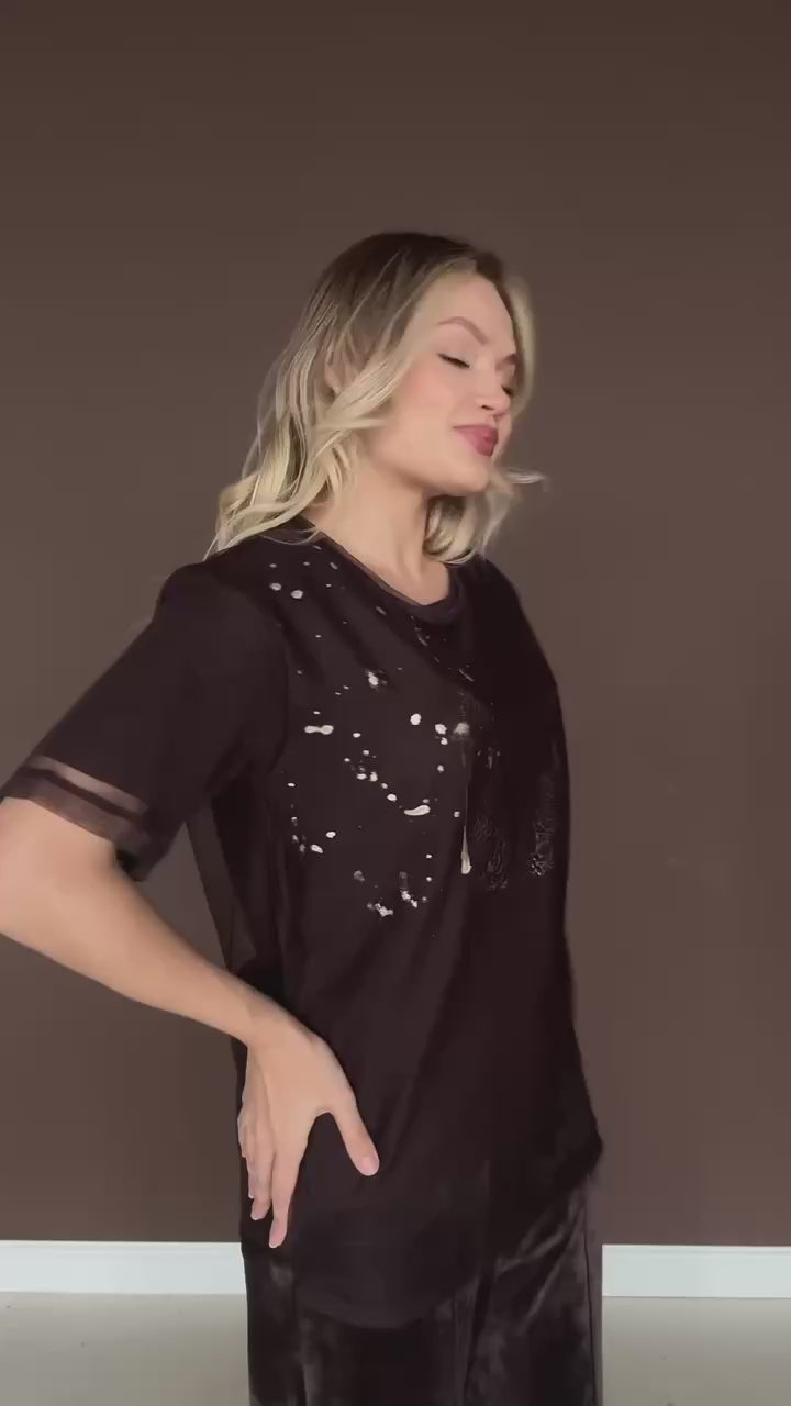 Блуза от 2 части Midnight Mesh Signature Черно